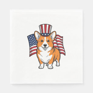 Patriottische Corgi Vintage Gravure Shirt Ontwerp_ Servet
