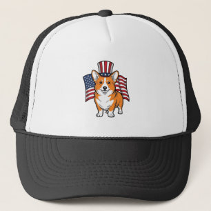 Patriottische Corgi Vintage Gravure Shirt Ontwerp_ Trucker Pet