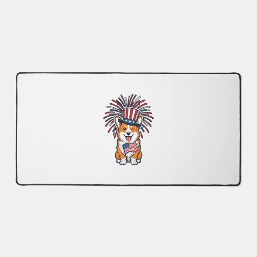 Patriottische Corgi-Vuurwerkhond Vectorontwerp_1 Bureaumat (Voorkant)