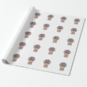 Patriottische Corgi-Vuurwerkhond Vectorontwerp_1 Cadeaupapier (Uitgerold)