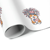 Patriottische Corgi-Vuurwerkhond Vectorontwerp_1 Cadeaupapier (Rol Hoek)