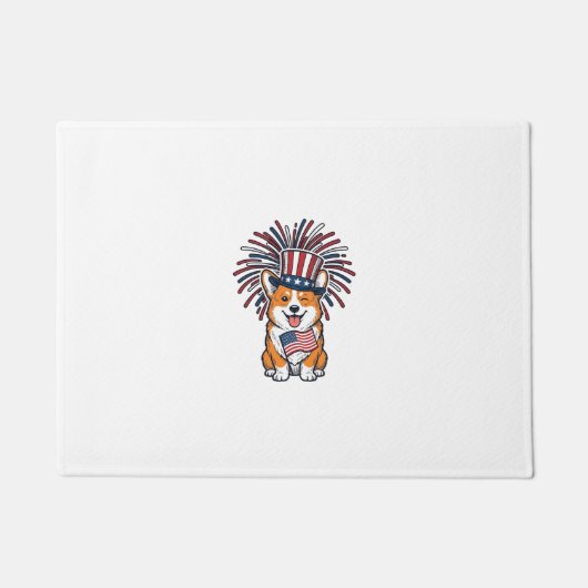 Patriottische Corgi-Vuurwerkhond Vectorontwerp_1 Deurmat (Voorkant)
