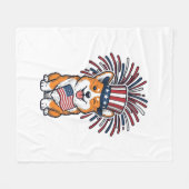 Patriottische Corgi-Vuurwerkhond Vectorontwerp_1 Fleece Deken (Voorkant (Horizontaal))