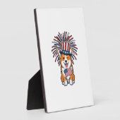 Patriottische Corgi-Vuurwerkhond Vectorontwerp_1 Fotoplaat (Zijkant)