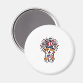 Patriottische Corgi-Vuurwerkhond Vectorontwerp_1 Magneet (Voorkant / Achterkant)