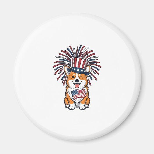 Patriottische Corgi-Vuurwerkhond Vectorontwerp_1 Magneet (Voorkant)