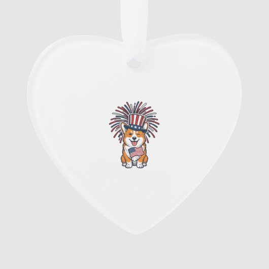 Patriottische Corgi-Vuurwerkhond Vectorontwerp_1 Ornament (voorkant)