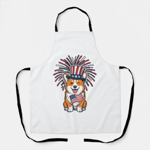 Patriottische Corgi-Vuurwerkhond Vectorontwerp_1 Schort