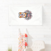 Patriottische Corgi-Vuurwerkhond Vectorontwerp_1 Spandoek (Insitu)