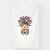 Patriottische Corgi-Vuurwerkhond Vectorontwerp_1 Spandoek (Verticaal)