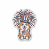 Patriottische Corgi-Vuurwerkhond Vectorontwerp_1 Sticker (Voorkant)