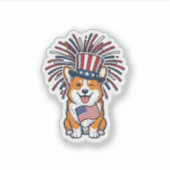 Patriottische Corgi-Vuurwerkhond Vectorontwerp_1 Sticker (Voorkant)