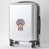 Patriottische Corgi-Vuurwerkhond Vectorontwerp_1 Sticker (Koffer)