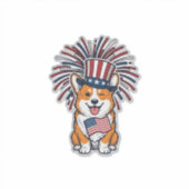 Patriottische Corgi-Vuurwerkhond Vectorontwerp_1 Sticker (Voorkant)