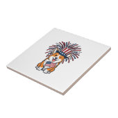 Patriottische Corgi-Vuurwerkhond Vectorontwerp_1 Tegeltje (Zijkant)