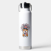 Patriottische Corgi-Vuurwerkhond Vectorontwerp_1 Waterfles (Voorkant)