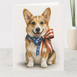 Patriottische Corgi Wenskaart | Amerikaanse Vlag C Kaart