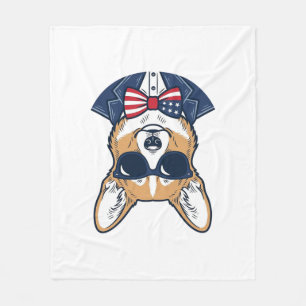 Patriottische Corgi-zonnebril Vintage Vector Kunst Fleece Deken