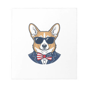Patriottische Corgi-zonnebril Vintage Vector Kunst Notitieblok