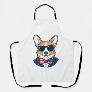 Patriottische Corgi-zonnebril Vintage Vector Kunst Schort