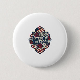 Patriottische Cottage Tuin Vector Grafische T-shir Ronde Button 5,7 Cm