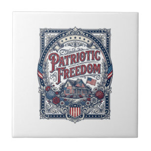 Patriottische Cottage Tuin Vector Grafische T-shir Tegeltje