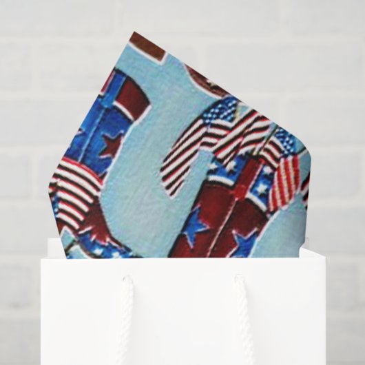 Patriottische cowboy jongens laarzen tissuepapier (Cadeauzakje)