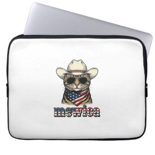 Patriottische Cowboy Kat Mewica Vintage Vector Ont Laptop Sleeve