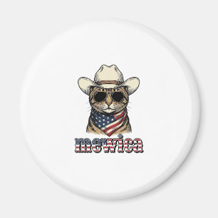 Patriottische Cowboy Kat Mewica Vintage Vector Ont Magneet