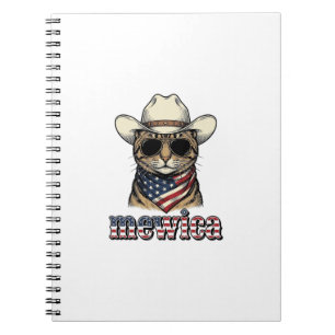 Patriottische Cowboy Kat Mewica Vintage Vector Ont Notitieboek