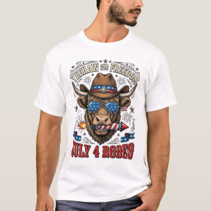 Patriottische Cowboy Koe Vintage 4 juli Western T T-shirt