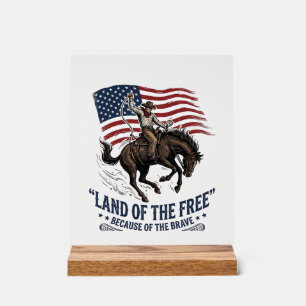 Patriottische Cowboy Land Van De Vrije Western Ove Acryl Bord