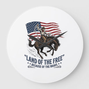 Patriottische Cowboy Land Van De Vrije Western Ove Grote Klok