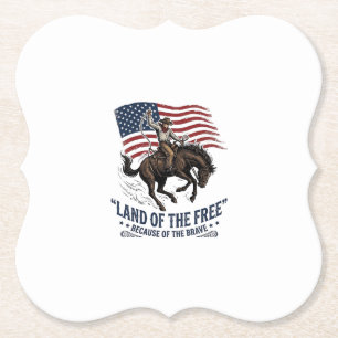 Patriottische Cowboy Land Van De Vrije Western Ove Kartonnen Onderzetters