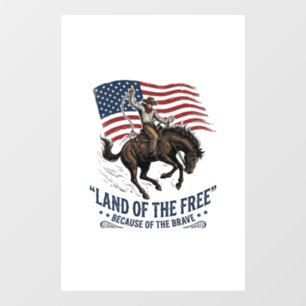 Patriottische Cowboy Land Van De Vrije Western Ove Raamsticker