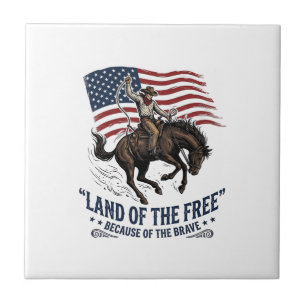 Patriottische Cowboy Land Van De Vrije Western Ove Tegeltje