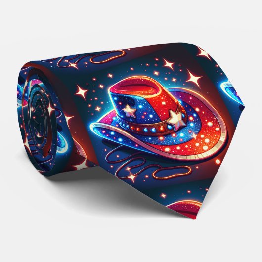 Patriottische cowboy Pet rood wit en blauw Stropdas (Opgerold)