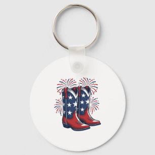 Patriottische Cowboylaarzen Vintage Western T-shir Sleutelhanger