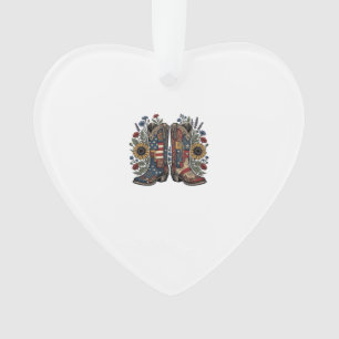 Patriottische Cowboylaarzen Zonnebloem Bloem Shirt Ornament