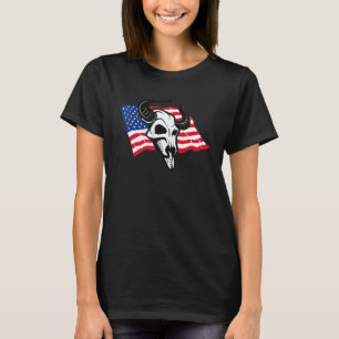 Patriottische cowboyschilderachtige koeien schedel t-shirt