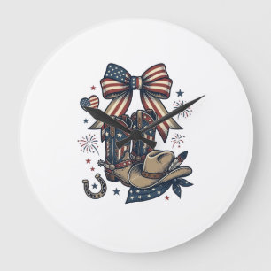 Patriottische Cowgirl Laarzen en Boog Western Shir Grote Klok