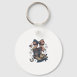 Patriottische Cowgirl Laarzen en Boog Western Shir Sleutelhanger
