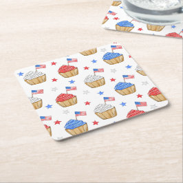 Patriottische Cupcake Amerikaanse vlag sterren Kartonnen Onderzetters