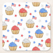 Patriottische Cupcake Amerikaanse vlag sterren Kartonnen Onderzetters (Voorkant)