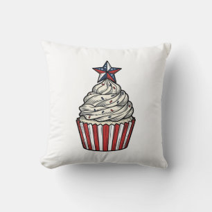 Patriottische Cupcake Vintage Gravure Vier Juli Kussen