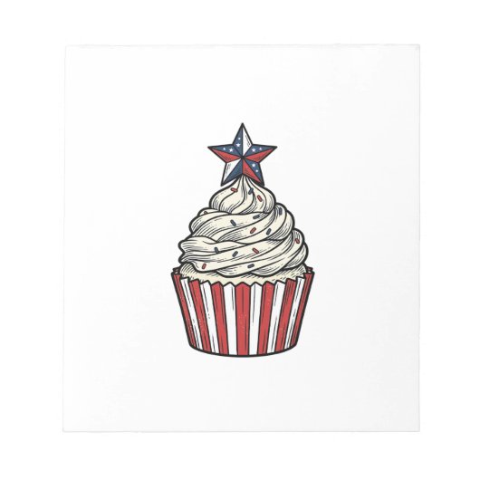 Patriottische Cupcake Vintage Gravure Vier Juli Notitieblok (Voorkant)