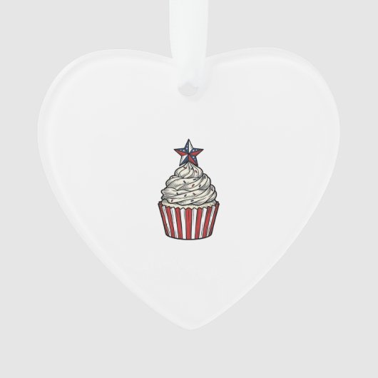 Patriottische Cupcake Vintage Gravure Vier Juli Ornament (voorkant)