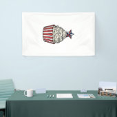 Patriottische Cupcake Vintage Gravure Vier Juli Spandoek (Beurs)