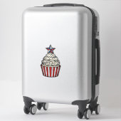 Patriottische Cupcake Vintage Gravure Vier Juli Sticker (Koffer)