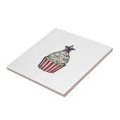 Patriottische Cupcake Vintage Gravure Vier Juli Tegeltje (Zijkant)